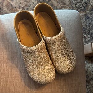 Gold Glitter Dansko professional clogs